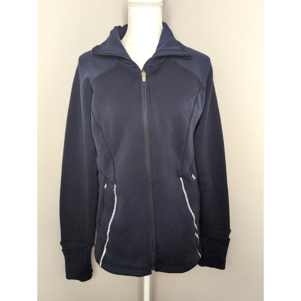 Athleta Zip Athletic Jacket Womens Medium Athleisure Yoga Running Gray